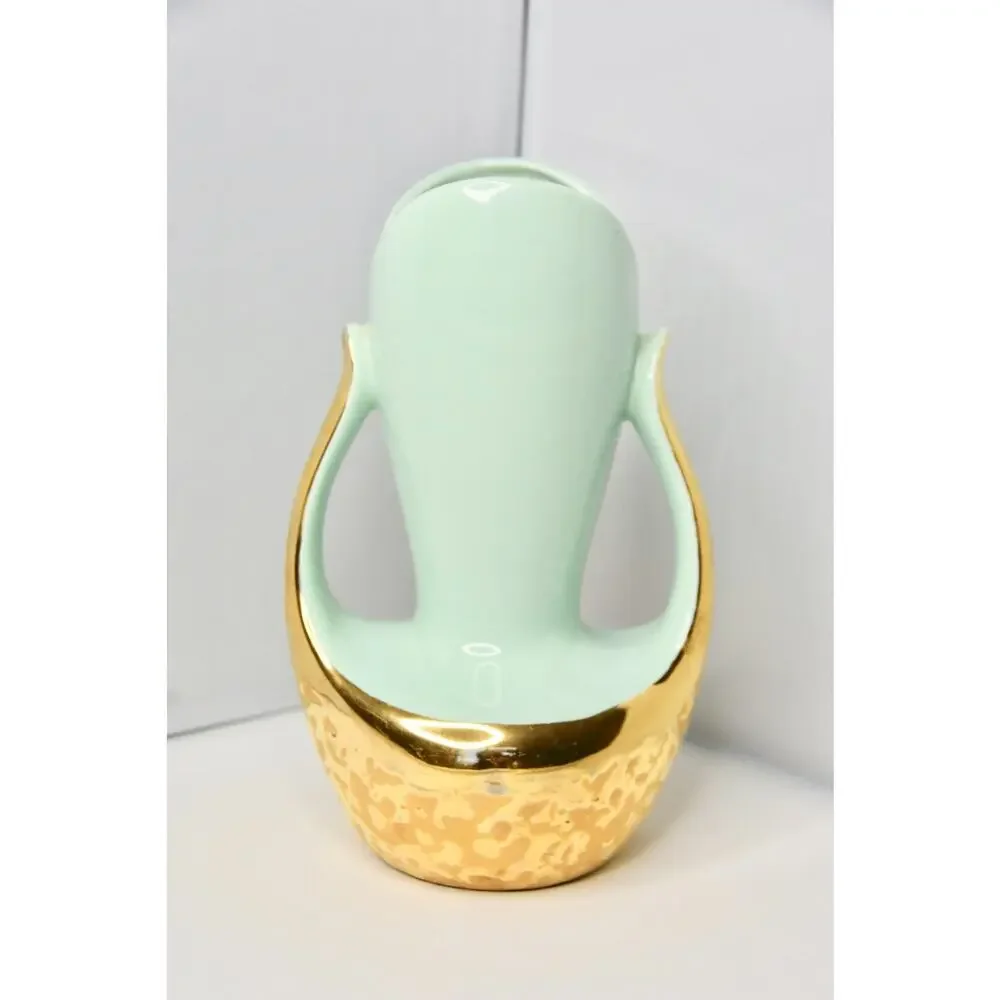 MCM Art Deco Encrusted Weeping 24k Gold Plated Ceramic Urn Vase